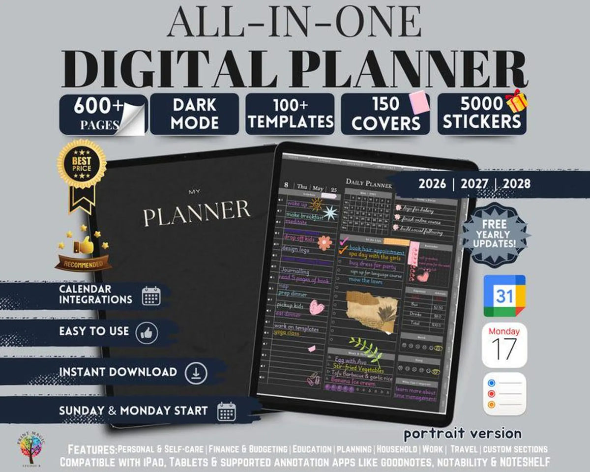 Daylio Digital Planner Dark Mode
