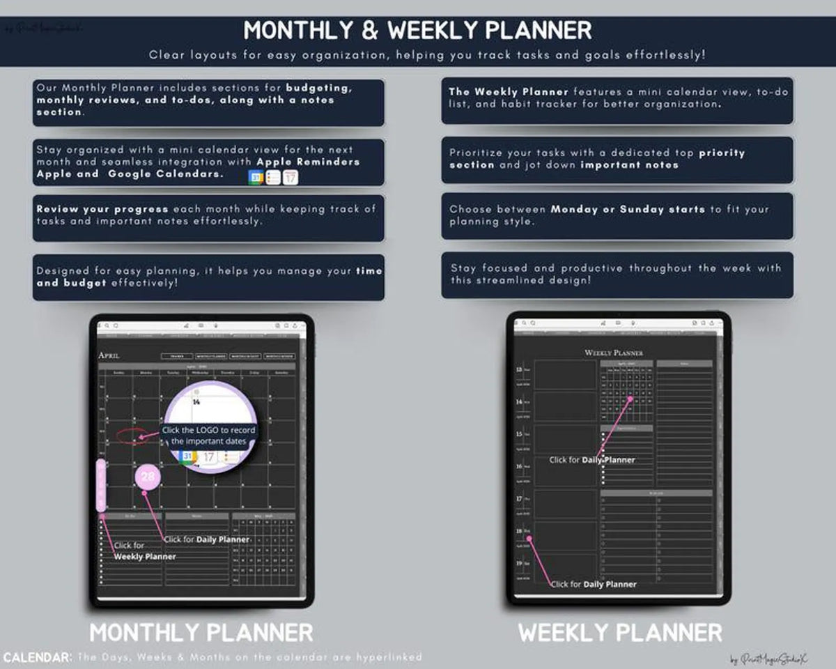 Daylio Digital Planner Dark Mode