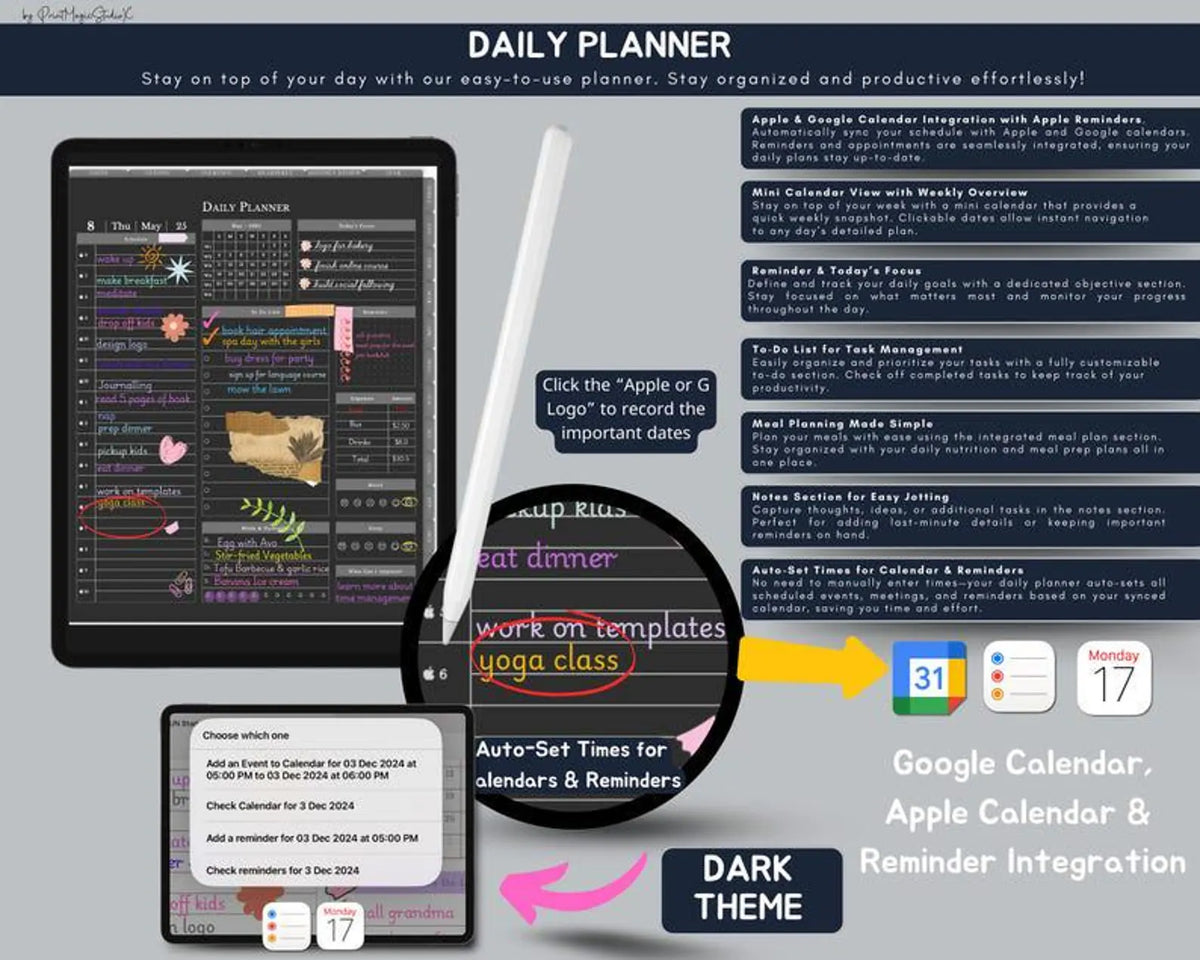 Daylio Digital Planner Dark Mode