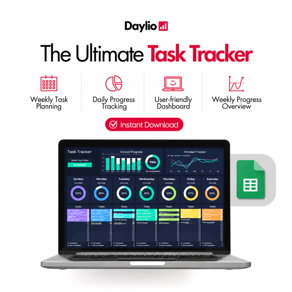 Daylio Productivity Sheets